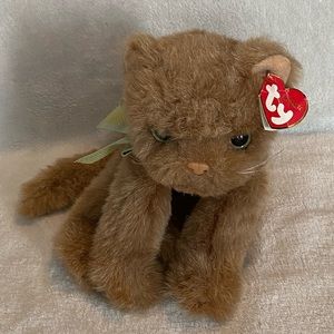 TY Classic Cameo Brown Persian Cat Plush Stuffed Animal 2002 Green Eyes 10”W/tag